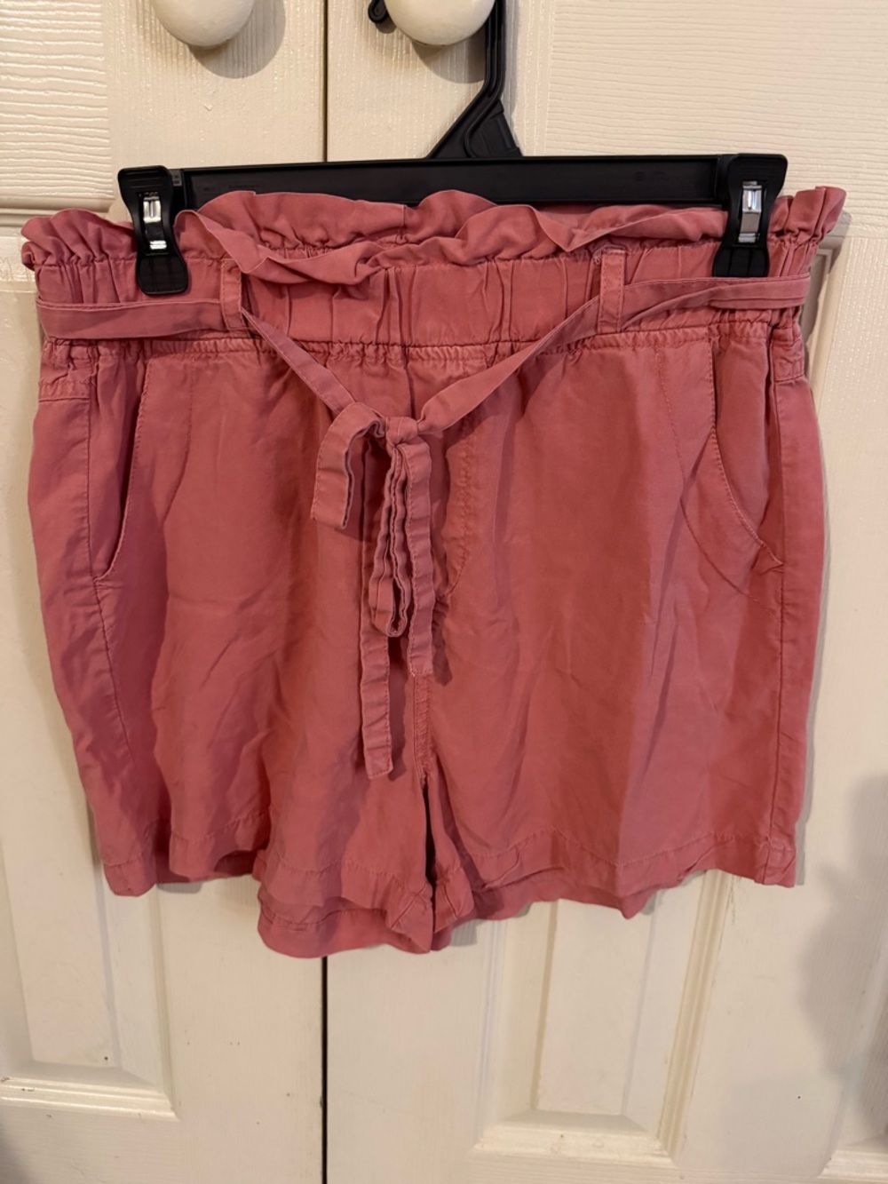 Thread & Supply Rose-Pink Paperbag Waist Tie Shorts